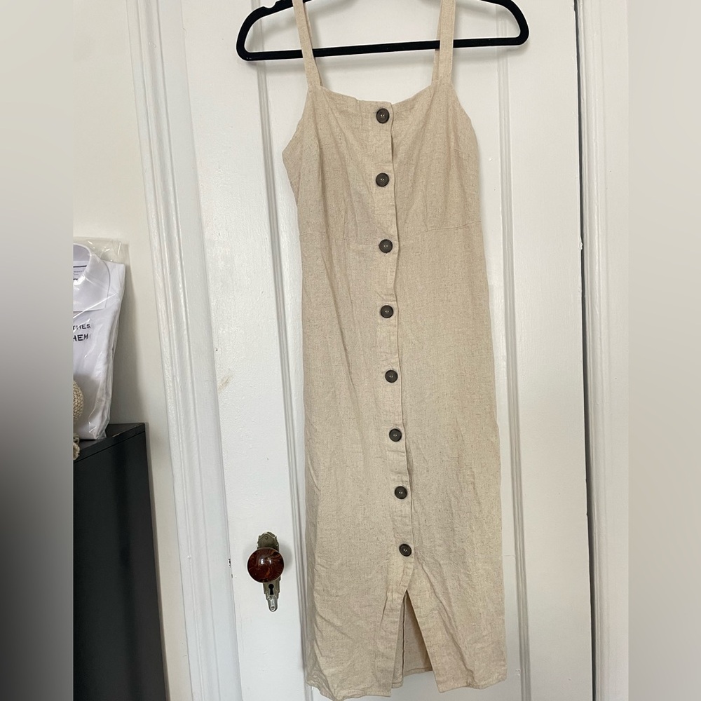 Cotton On beige button down midi dress